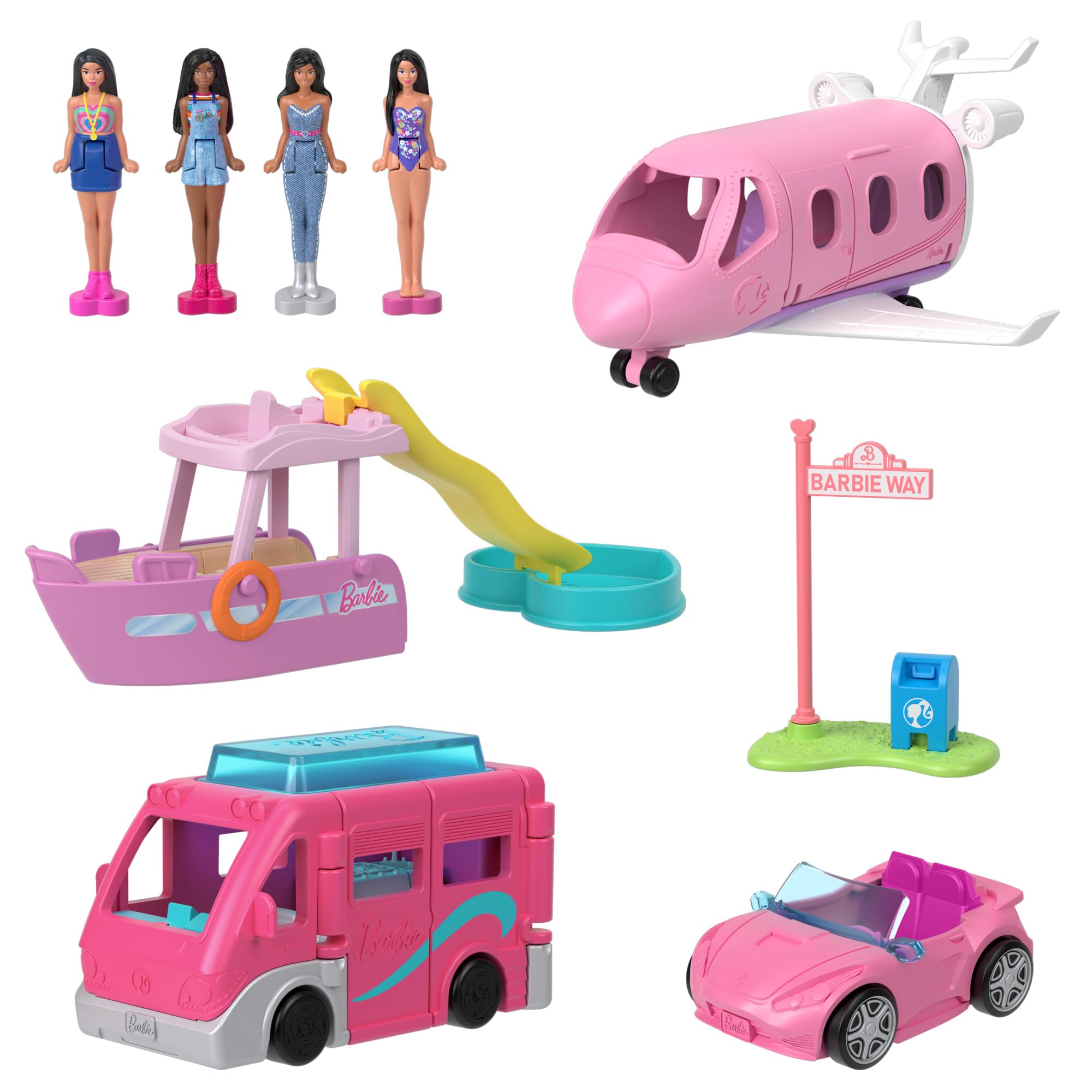Barbie Mini BarbieLand 4-Pack Doll & Toy Vehicle Set with 4 1.5-inch Dolls 3