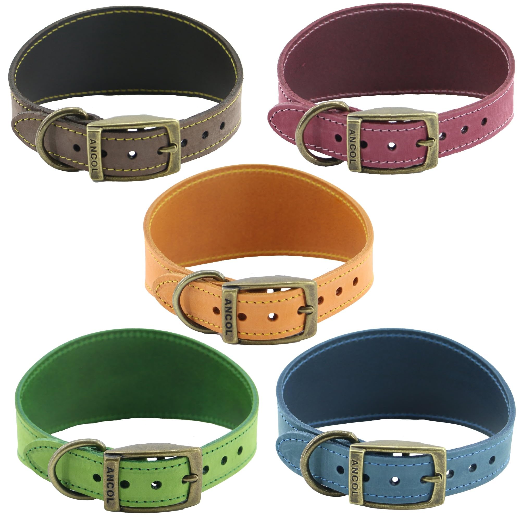Ancol Timberwolf Leather Greyhound Dog Collar - Raspberry | 34-43cm Size | Top Grain Bridle Leather 3
