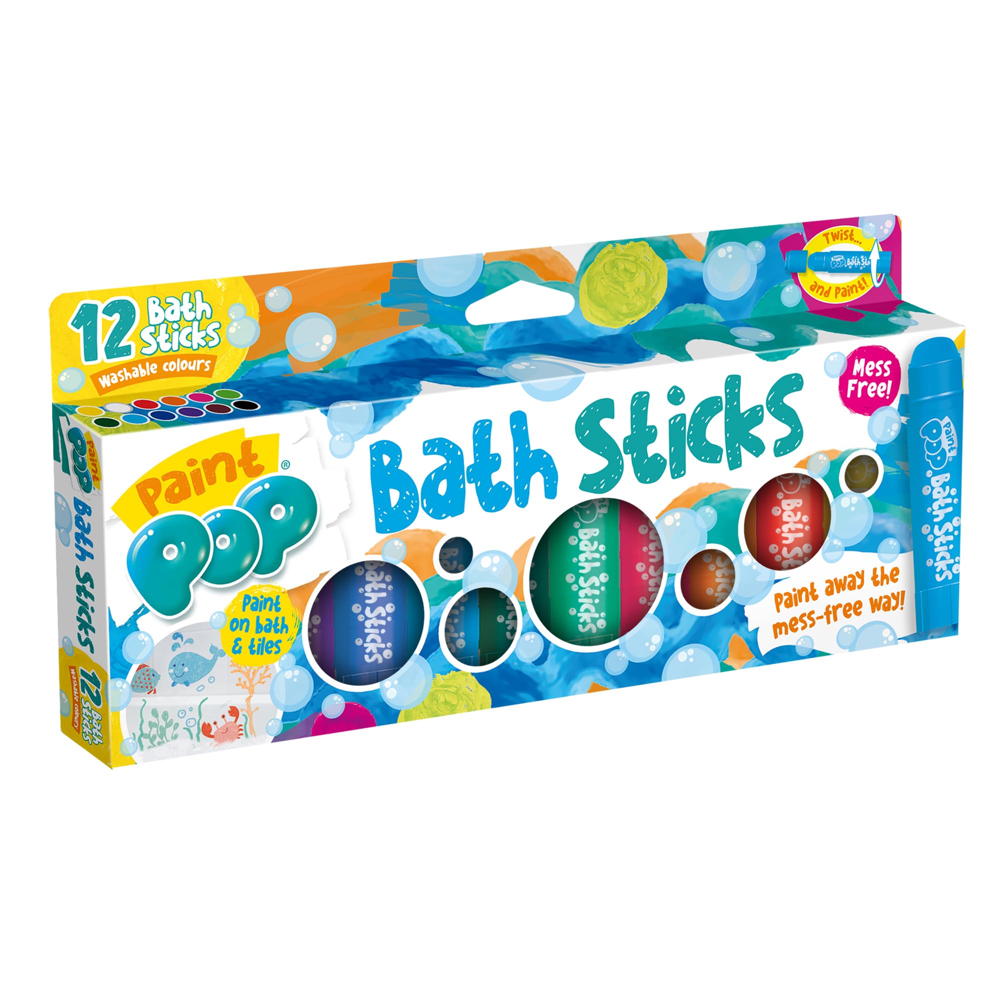 Paint Pop Bath Sticks for Kids - 12 Washable Pens | Fast Drying | Easy Clean Up 1