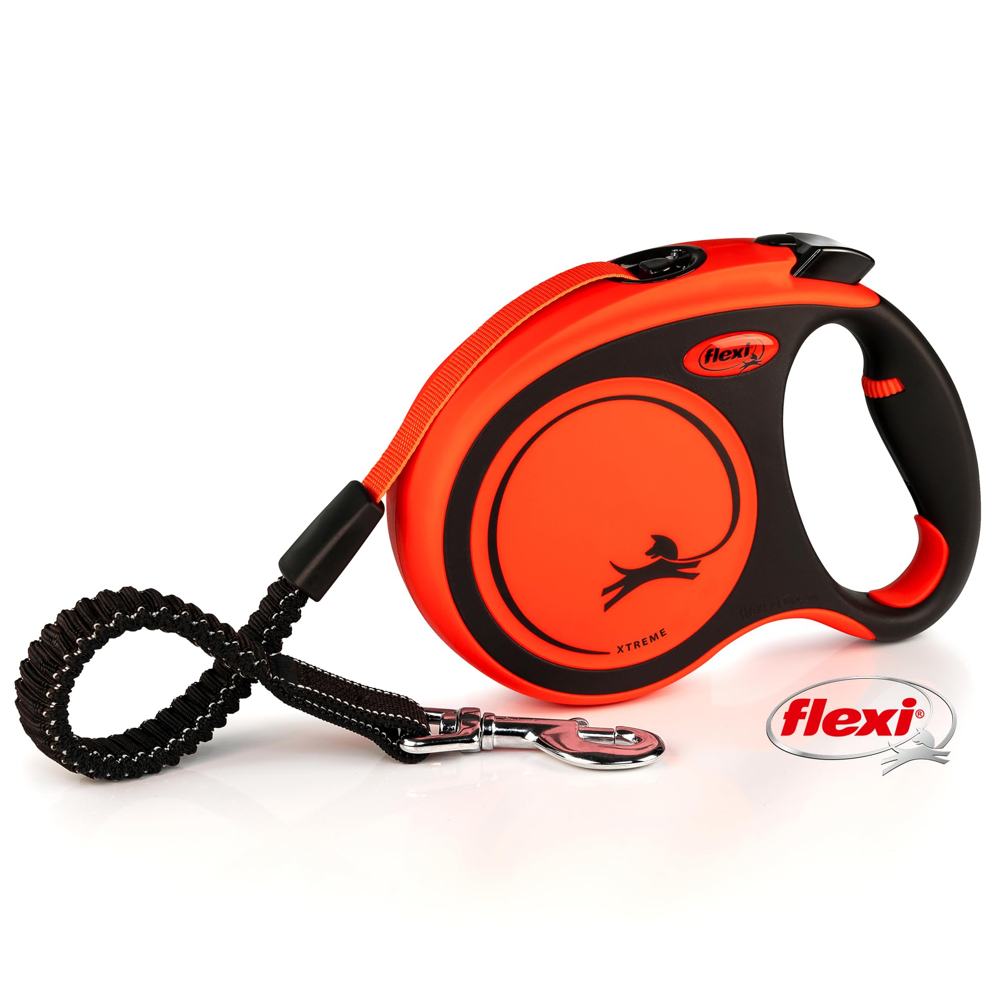 flexi Xtreme Tape Retractable Dog Lead - Large 5m Tape | Up to 65kg/143lbs | Orange/Black 1