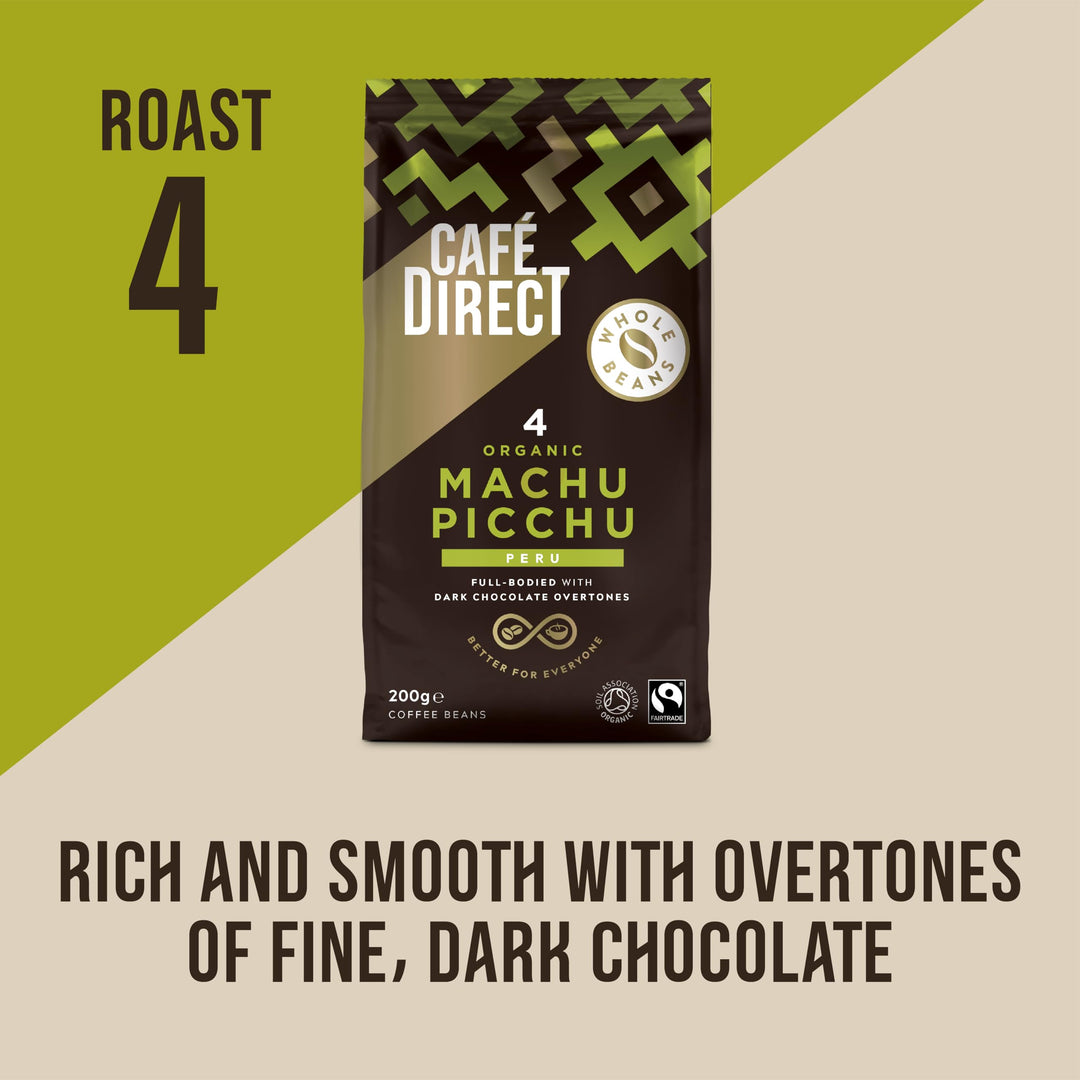 Café Direct Fairtrade Machu Picchu Whole Bean Arabica Coffee 200g