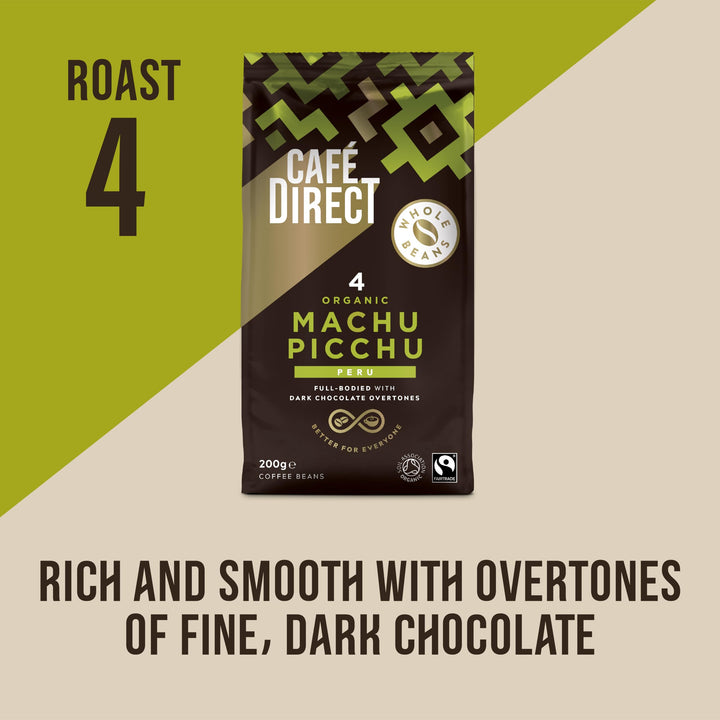 Café Direct Fairtrade Machu Picchu Whole Bean Arabica Coffee 200g