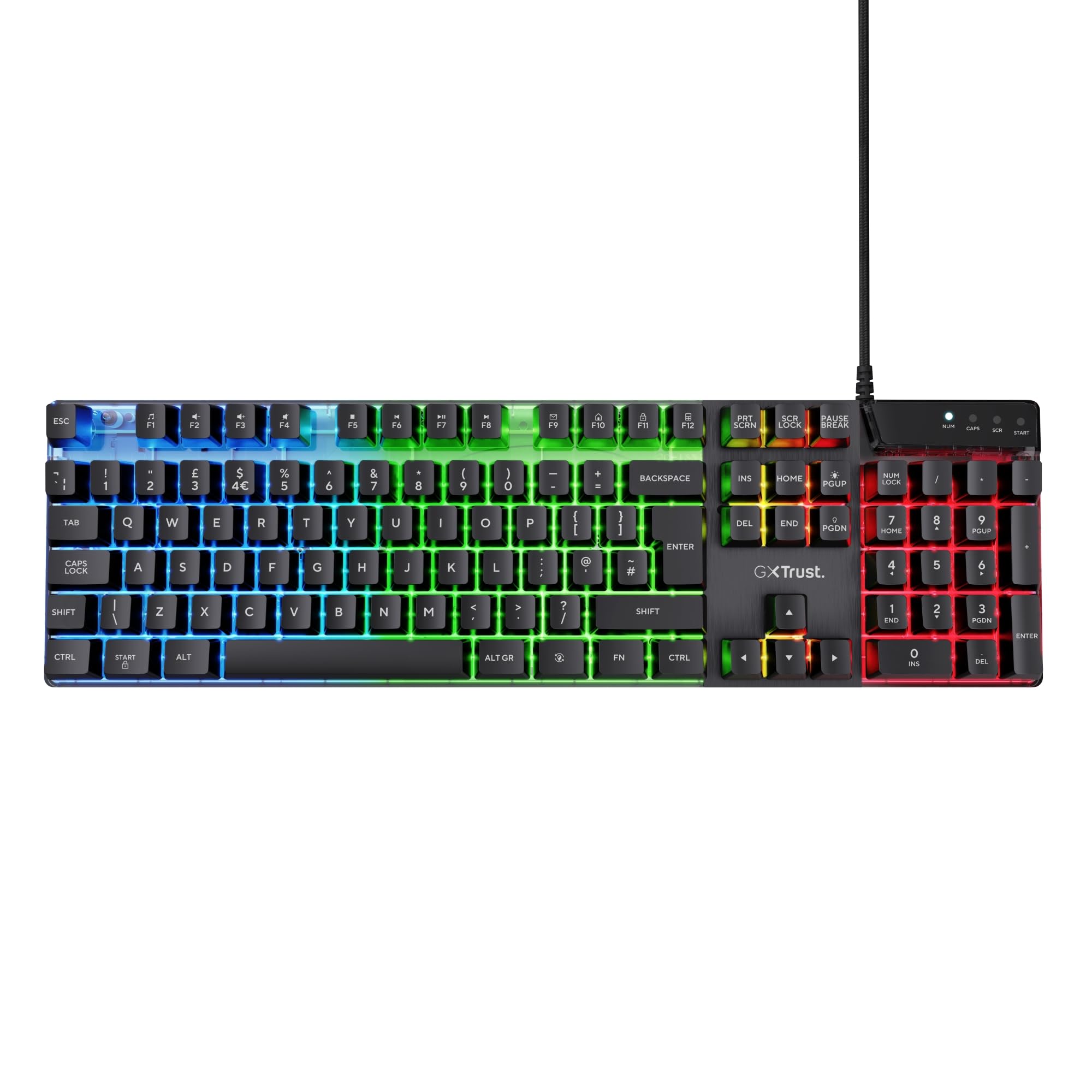 GXTrust GXT 835 Azor Gaming Keyboard - Full Size UK QWERTY, 3 LED Modes, Anti-Ghosting 2