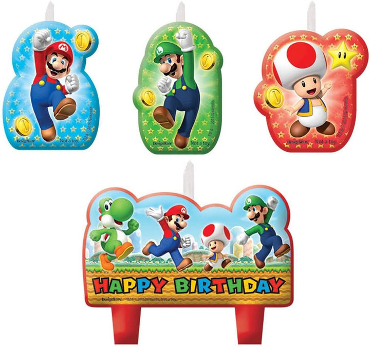 Amscan Super Mario Birthday Party Cake Candles Set - 4 Pack (171554)