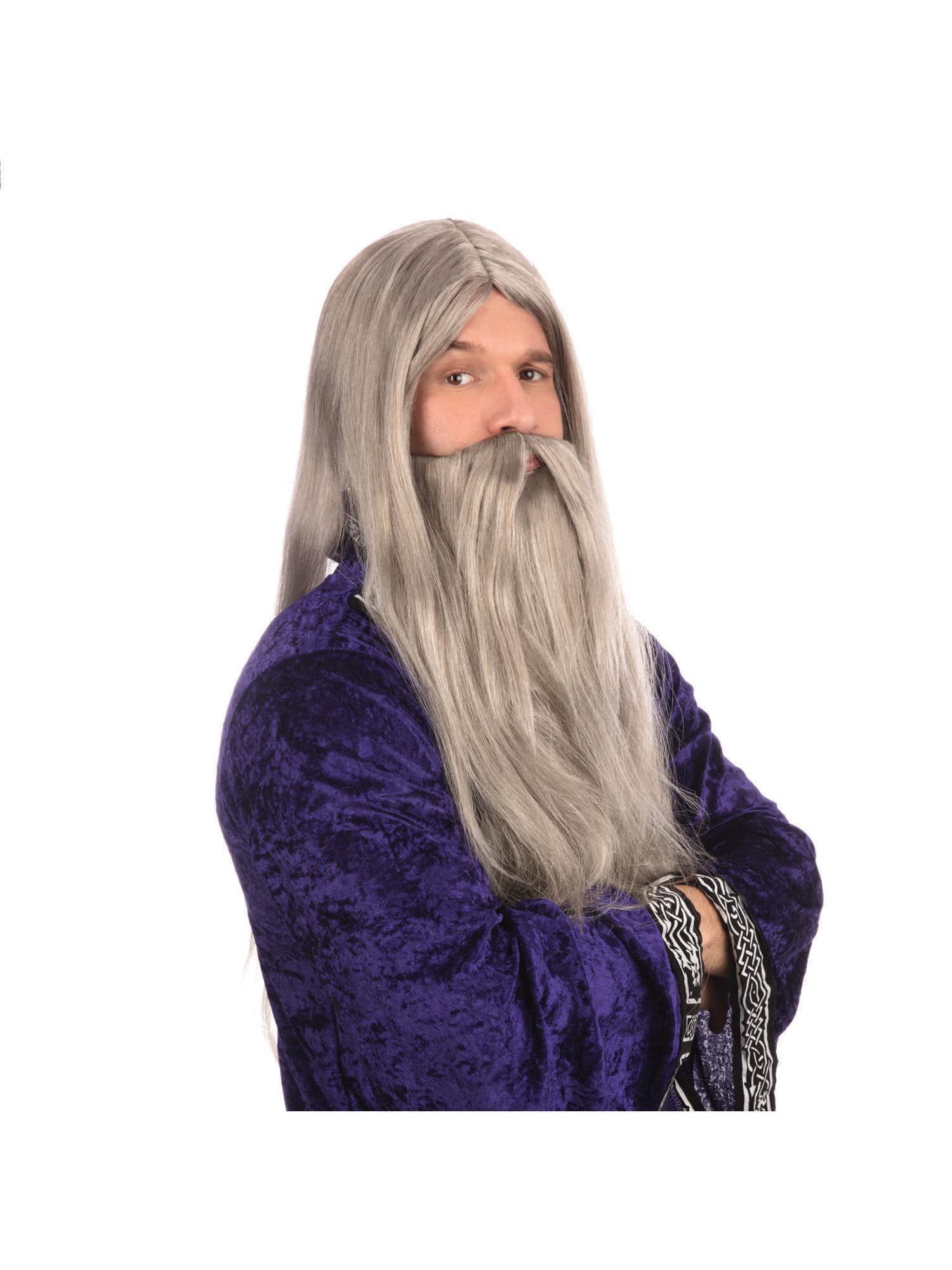 Bristol Novelty Grey Wizard Wig and Long Beard Set for Men 1
