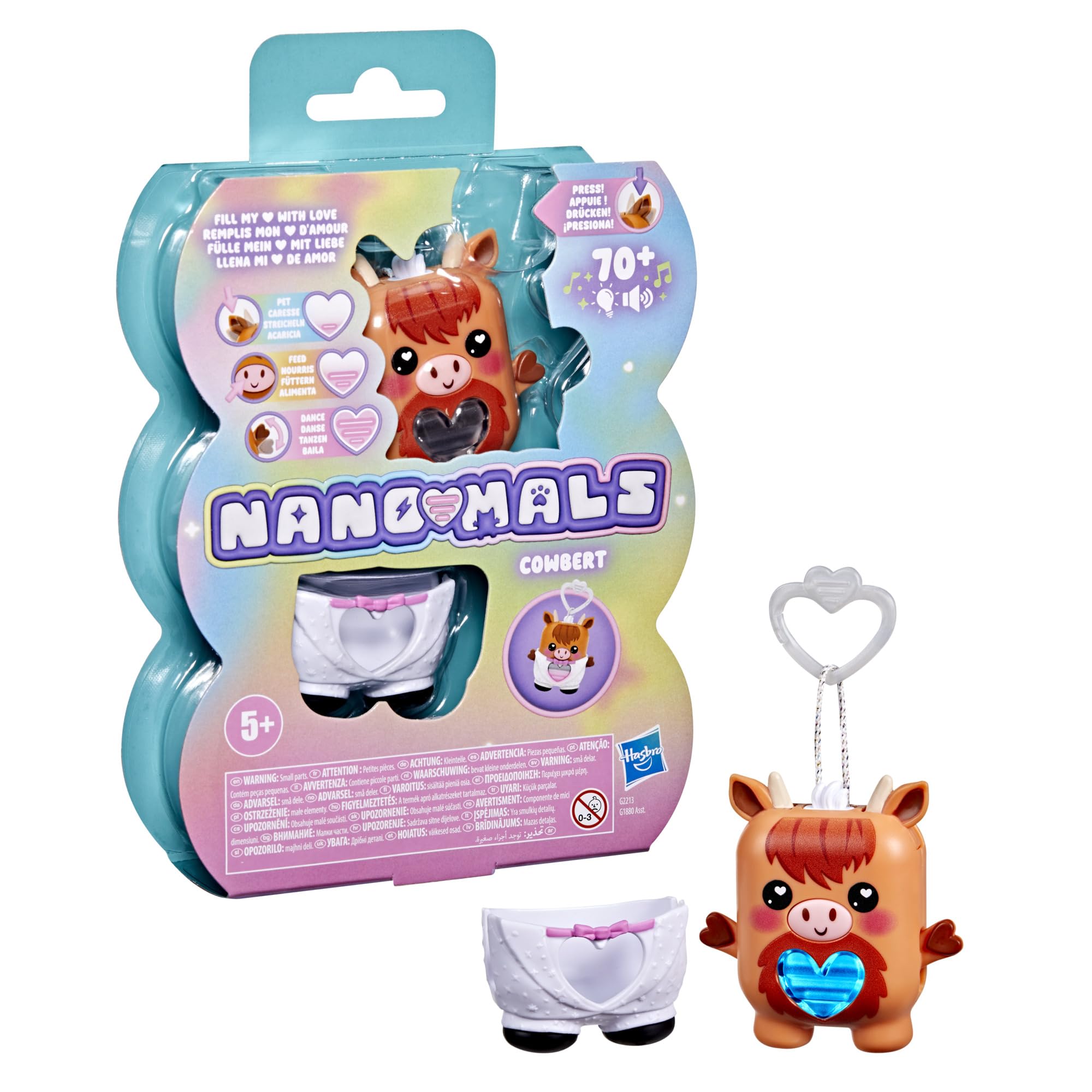 Hasbro Nano-Mals Cowbert the Highland Cow - Electronic Fidget Pet with Light-Up Heart, 70+ Reactions & Silent Mode 3