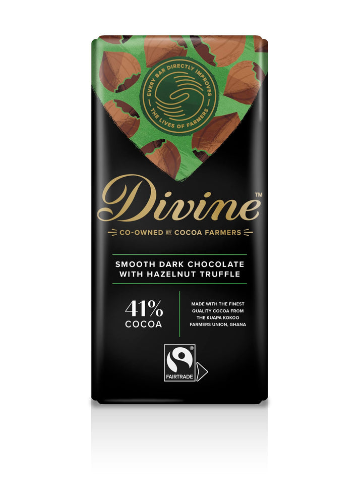 Divine - Dark Chocolate with Hazelnut Truffle Bar (90 g)