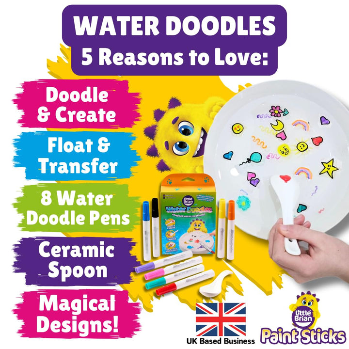 Little Brian Water Doodles - Magic Water Art Playset with 8 Pens & Ceramic Spoon