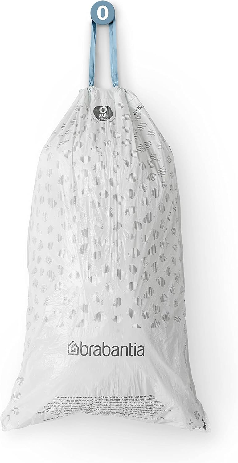 Brabantia PerfectFit Müllbeutel, Größe O/30 Liter – dicke Müllbeutel aus Kunststoff mit Kordelzuggriffen (40er-Pack) 5