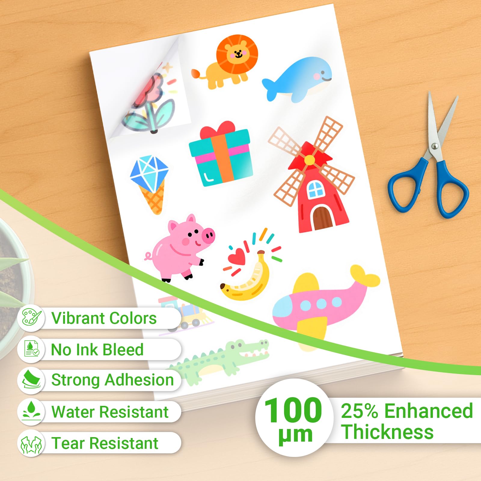 Euqvunn Inkjet Printer Paper - 18 Sheets A4 Translucent Waterproof Printable Vinyl Sticker Paper