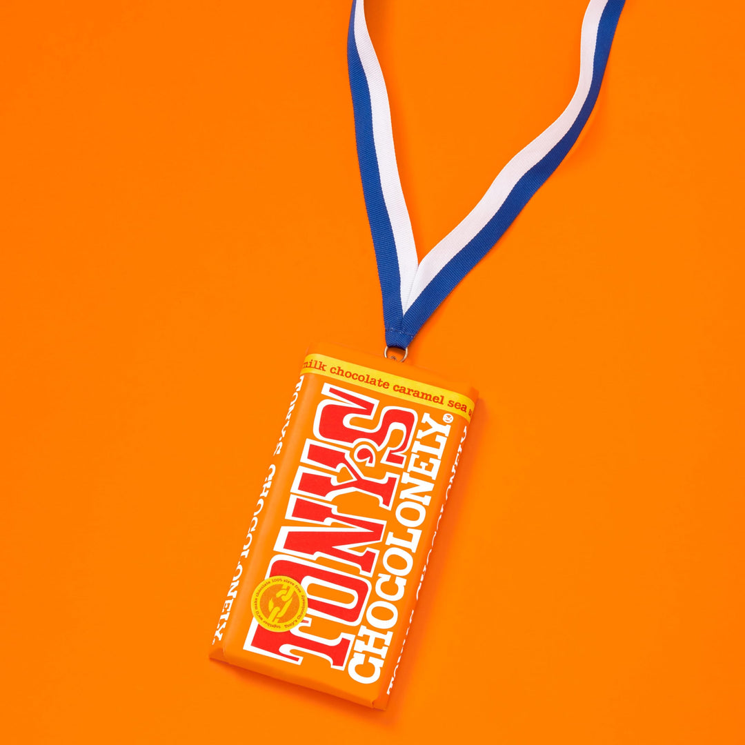 Tony's Chocolonely Milk Caramel Sea Salt Chocolate Bars - Gift Box of 4 (180g Each)