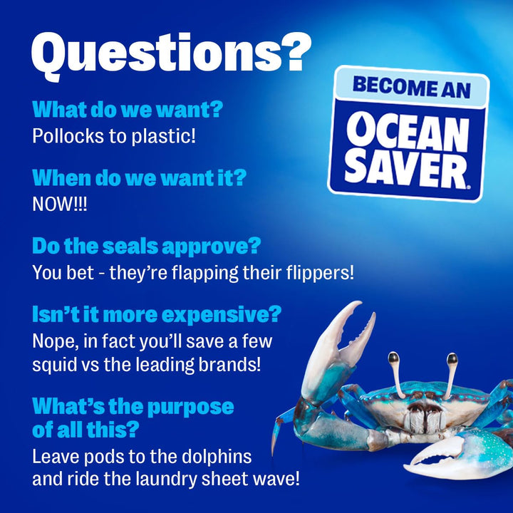OceanSaver - Eco Laundry Detergent Sheets (30 Washes) | Non-Bio, Plant-Based, Plastic-Free