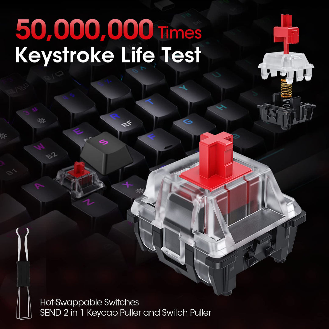 KOORUI MK082 82-Key Mechanical Gaming Keyboard - RGB Backlit, Wireless/Wired, Red Switch