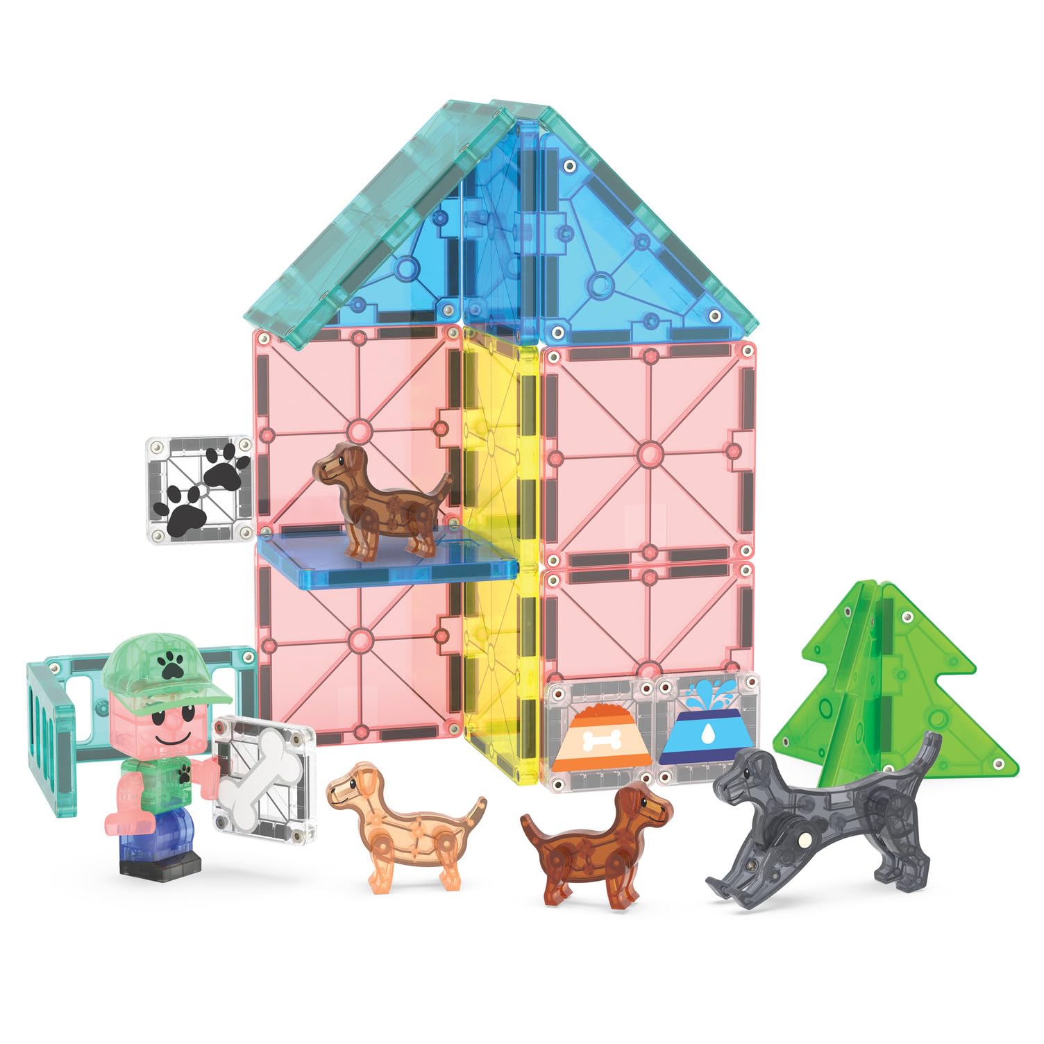 MAGNA-TILES Puppy Park 27-Piece Magnetic Construction Set - Building Toys for Kids 3+ 3