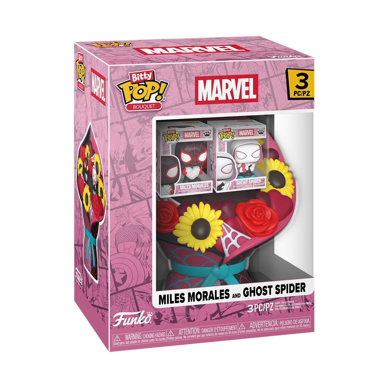 Funko Bitty POP! Bouquet: Marvel Comics - Valentines Miles Morales & Ghost Vinyl Figure Set | Multicolor