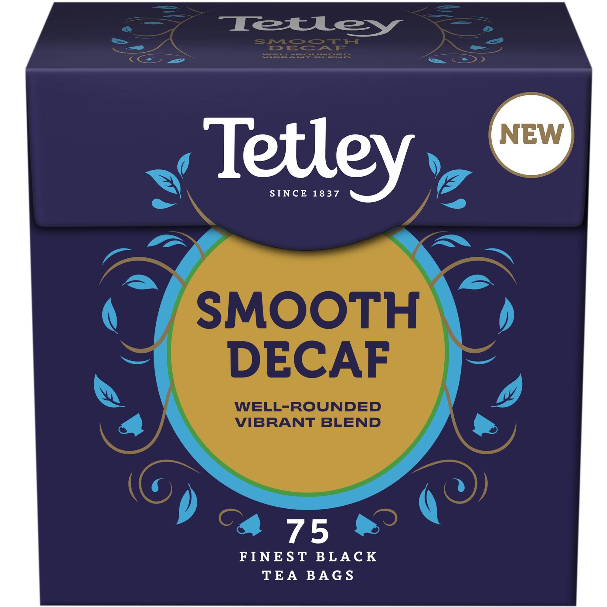 Tetley Smooth Decaf Black Tea Bags - Caffeine-Free | 75 Count | Rainforest Alliance Certified