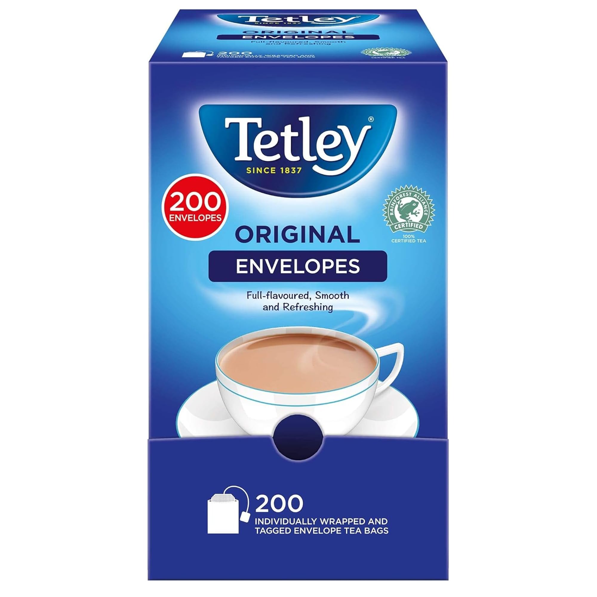 Tetley Original Black Tea Bags - 200 Count Pack | Rainforest Alliance Certified | Smooth Taste