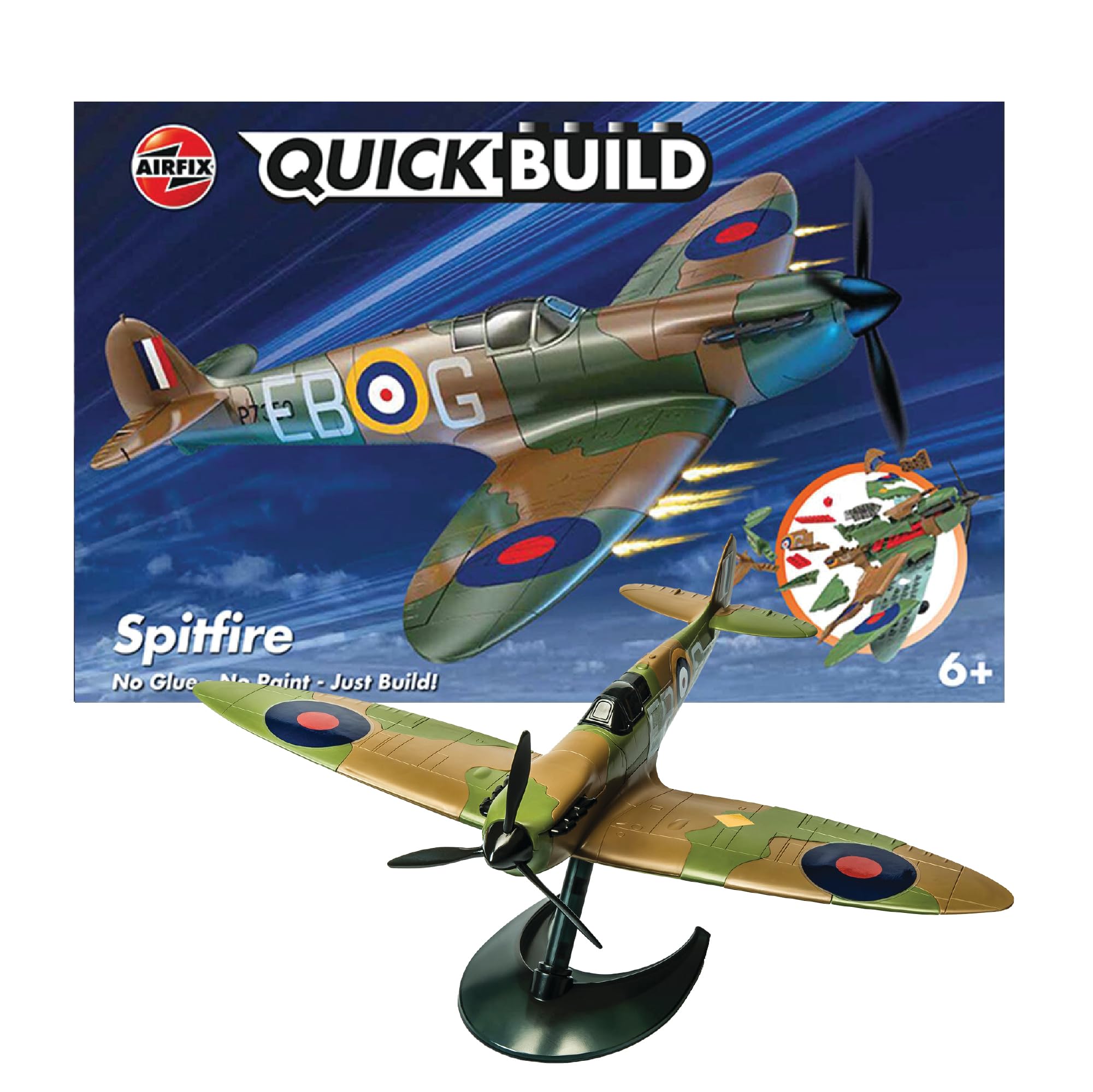 Airfix Quick Build Spitfire Modellbausatz J6000 – Zusammensteckbares Flugzeugmodell aus Kunststoff für Kinder ab 8 Jahren
