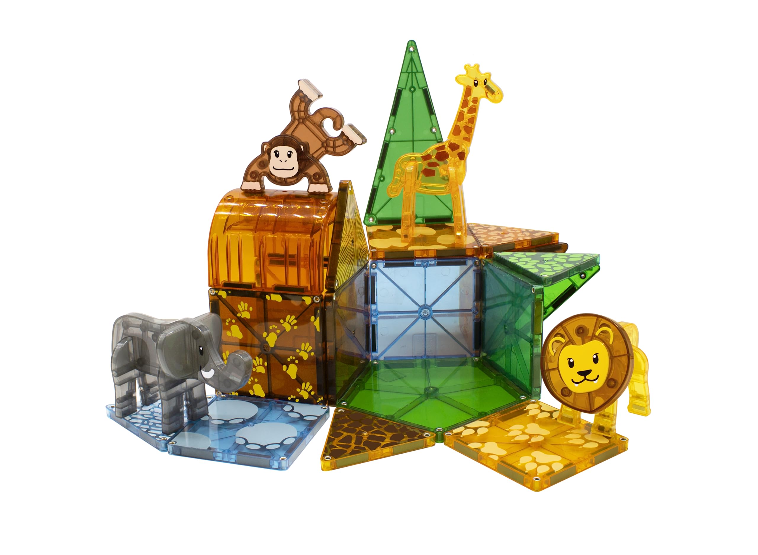 Magna-Tiles Safari Animals 25-Piece Set - 3D Magnetic Building Tiles in Clear Colors 2