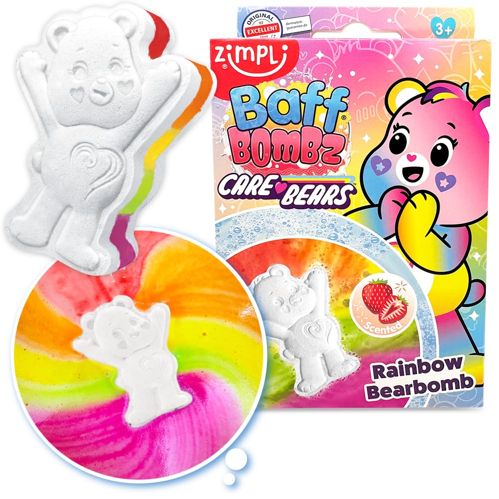 ZIMPLI Care Bears Baff Bombz - Rainbow Special Effect Bath Bomb | Strawberry Scented | 110g