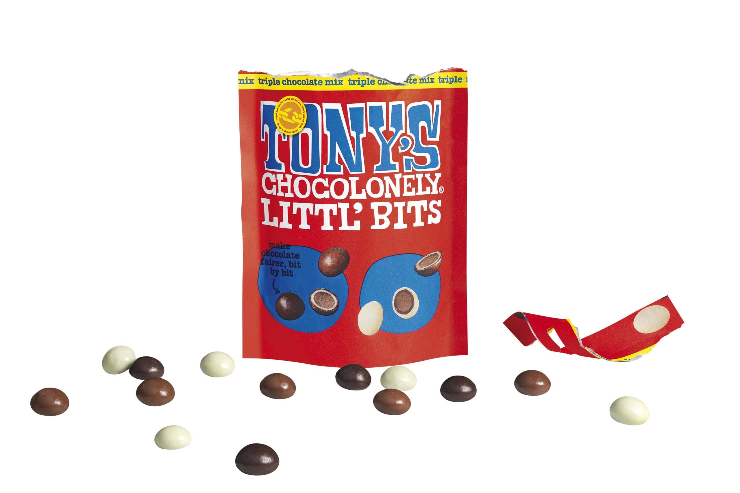 Tony's Chocolonely - Littl’ Bits Triple Chocolate Mix Balls - Mini Chocolate Treats in Sharing Pouch - 100g 3