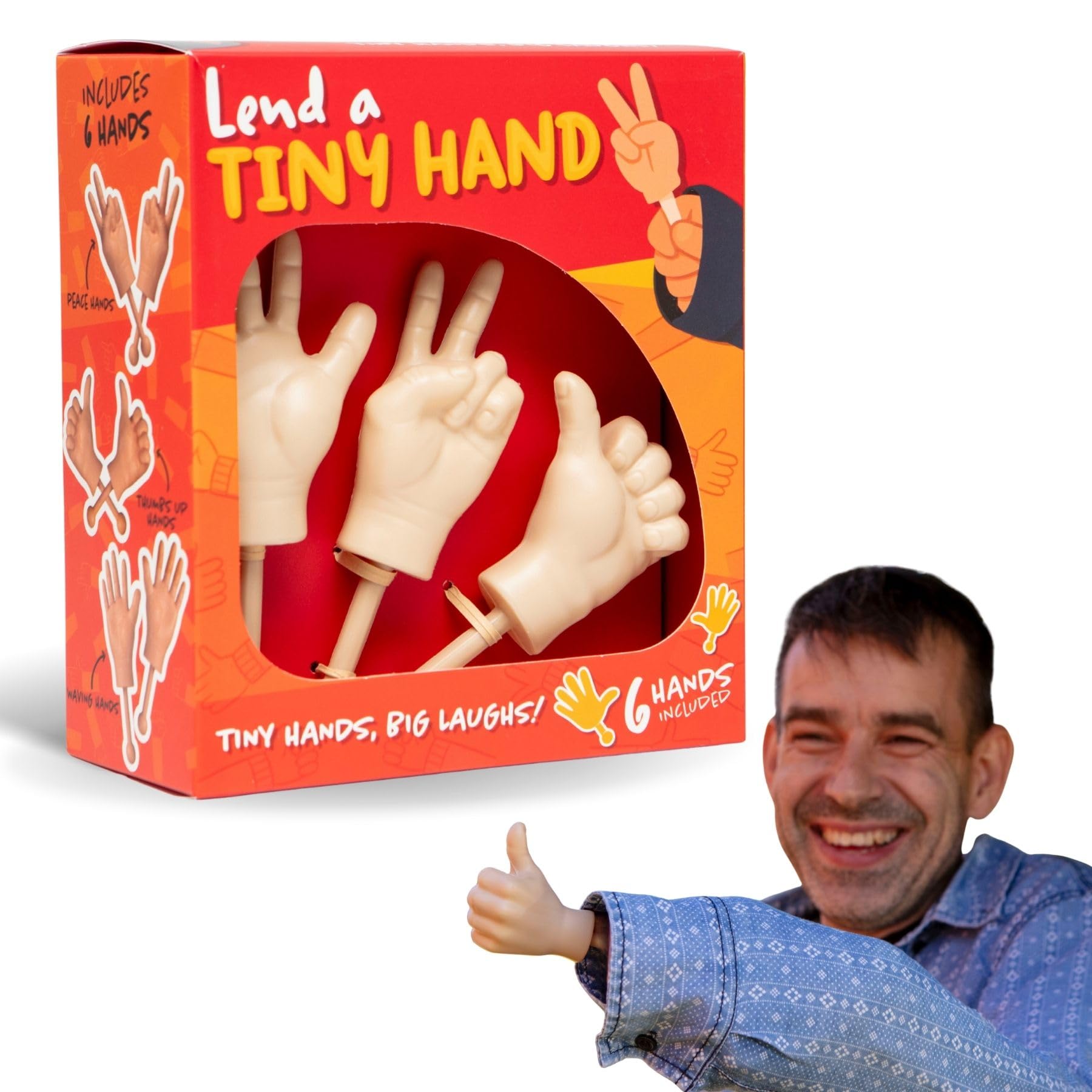 Boxer Gifts Tiny Hands on Sticks Prank - Peace, Thumbs Up and Waving 3pk | Plastic | Unisex Adult