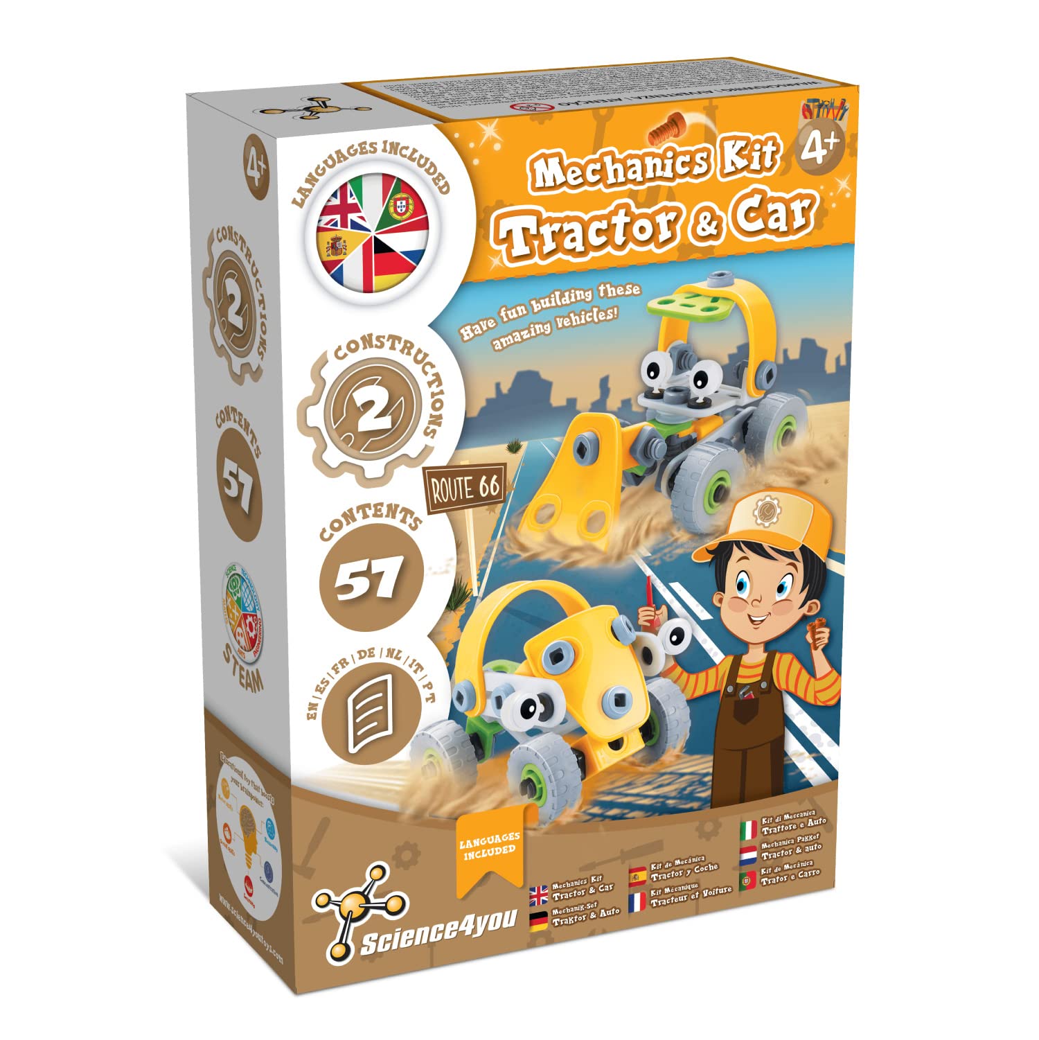 Science4you Auto Mechanics Laboratory - Build Your Own Car and Tractor Kit for Kids 4+ 1