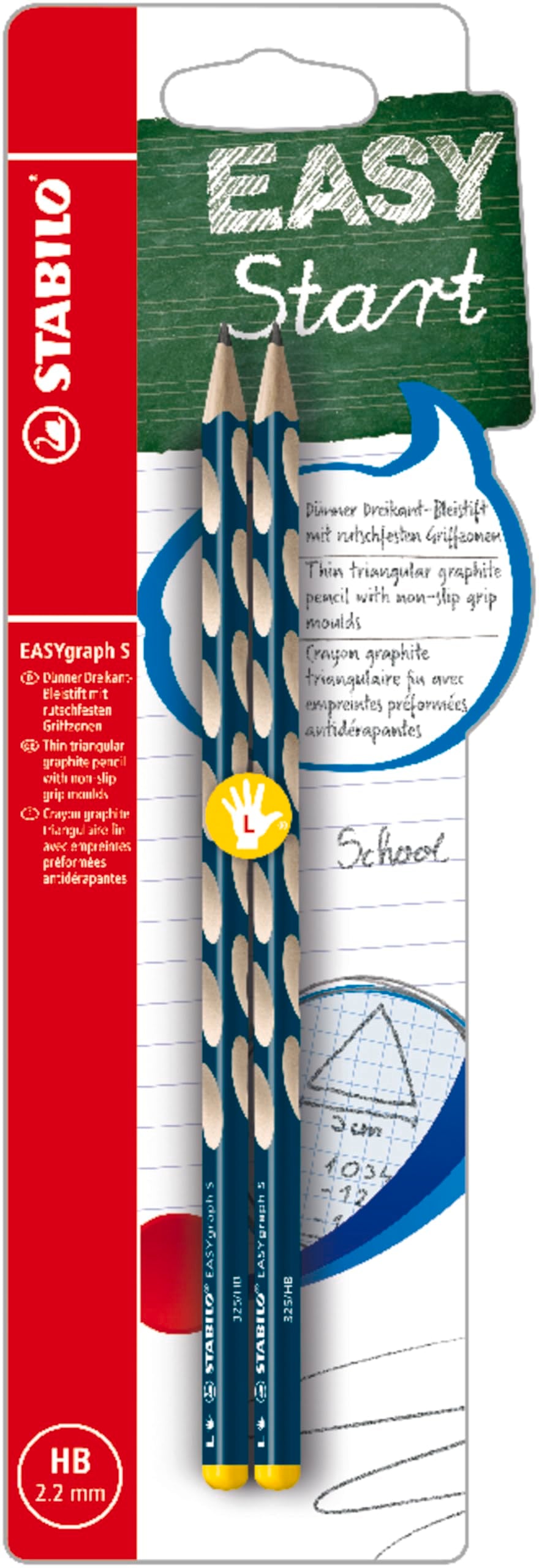 STABILO EASYgraph S Ergonomic Graphite Pencil - Left-Handed | HB Lead | 2.2mm Fine Line | Petrol 1