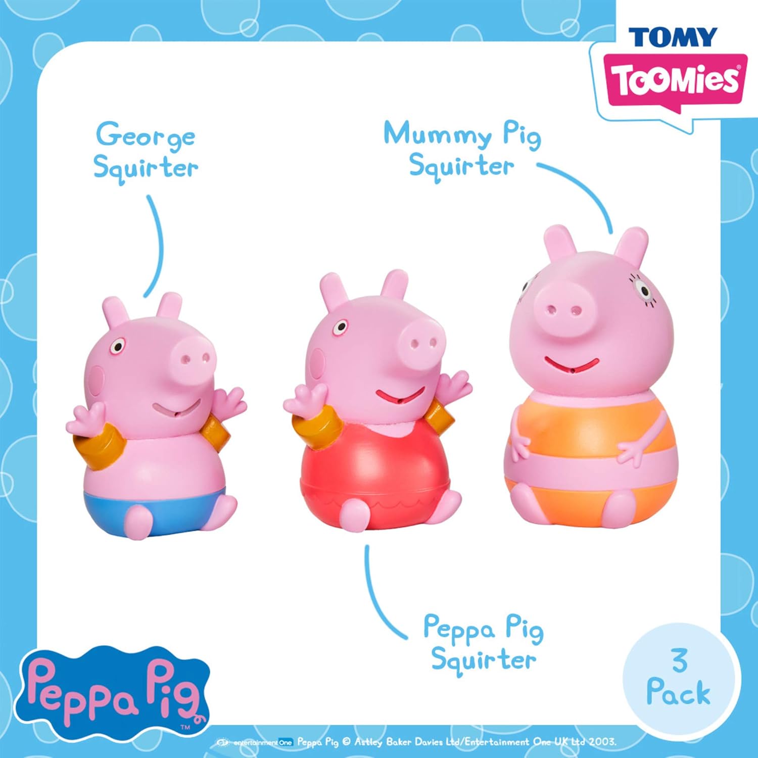 TOMY Toomies Peppa Pig Bath Squirters - Mummy Pig, Peppa & George Water Toys for Toddlers 2