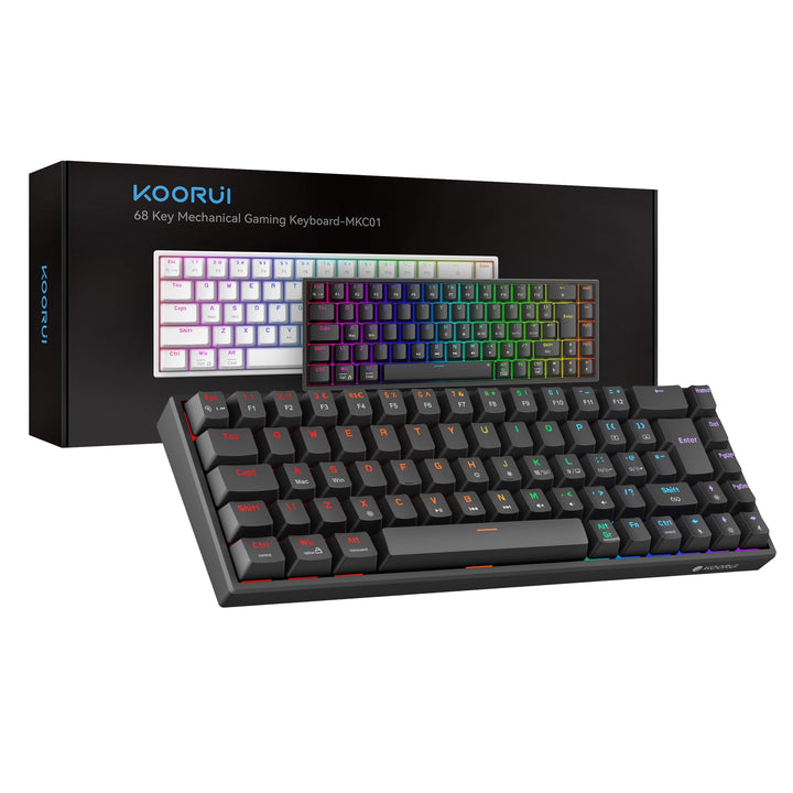 KOORUI 60% Mechanical Gaming Keyboard MKC01 - Red Switch RGB Backlit Compact Keyboard