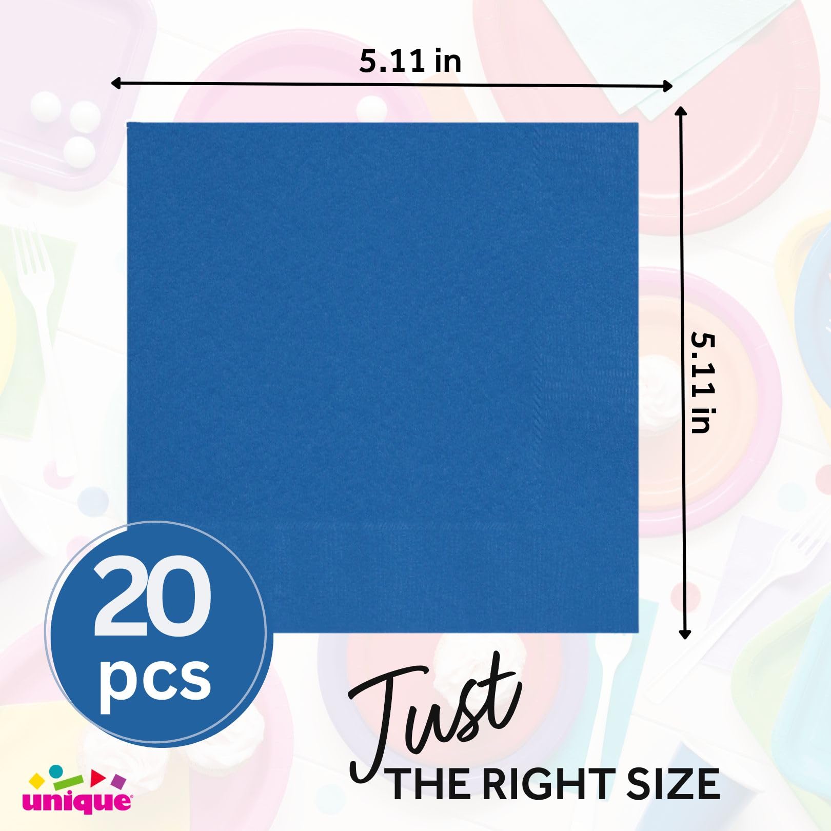Unique Paper Napkins - Royal Blue | 13 cm Square | Pack of 20