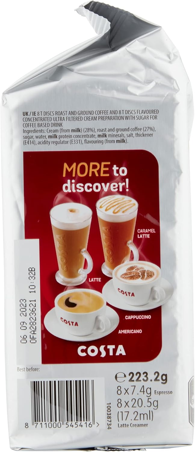 Tassimo Costa Latte Medium Roast Coffee Pods (Pack of 5, 40 Drinks Total) 2