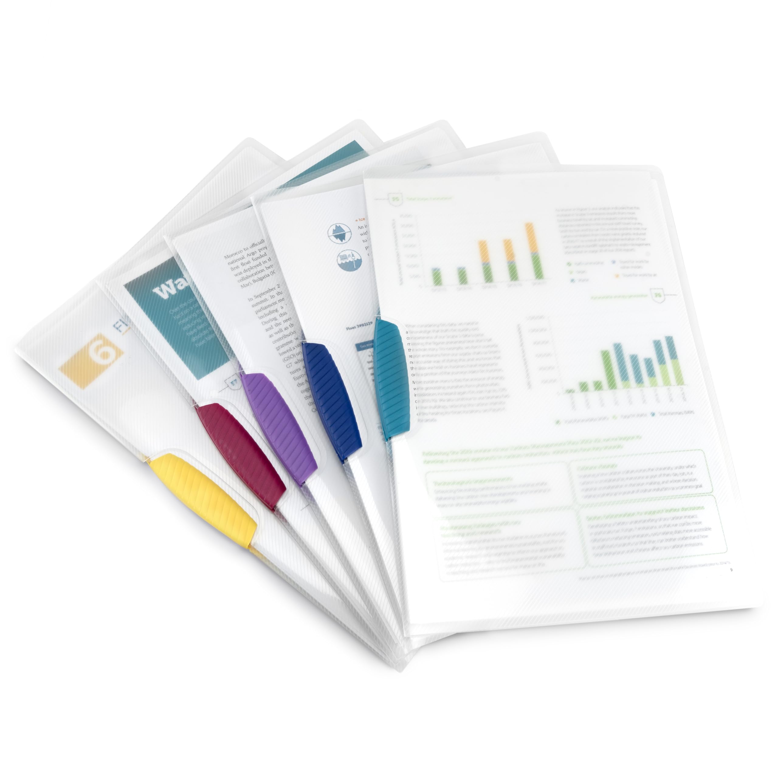 RAPESCO 0786 A4 Pivot Clip File - Pack of 5 | Holds 30 Unpunched Sheets | Superline Polypropylene 1