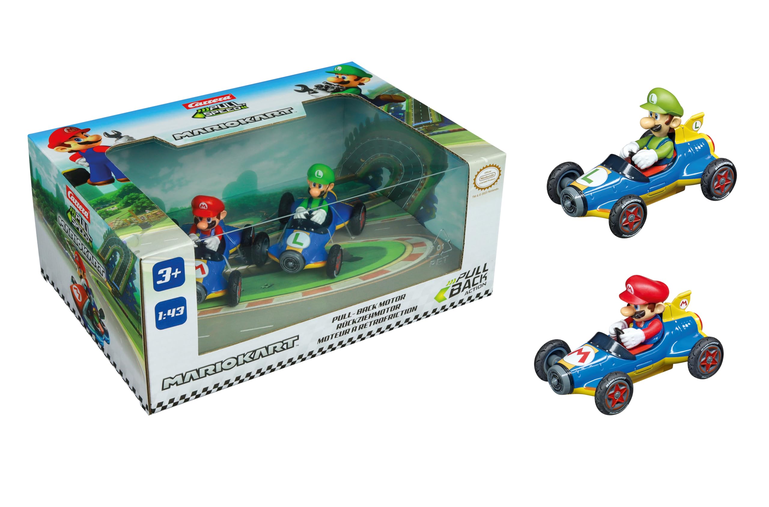 Carrera Mario Kart 8 "Mach 8" Twinpack Pull-Back Slot Cars 1