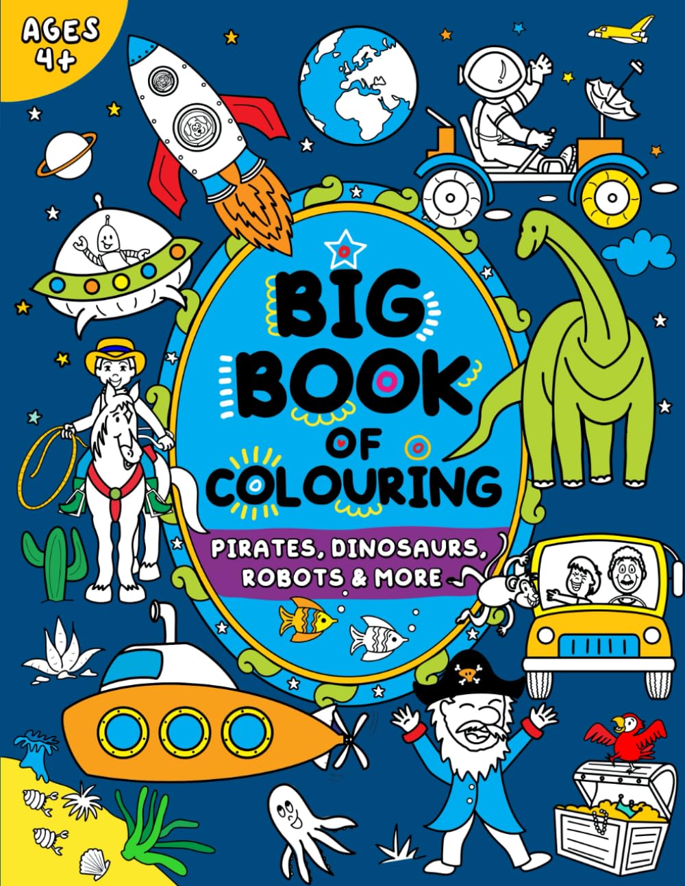 ZONULAR Big Book of Colouring for Boys - Large Print Activity Book for Ages 4+ | 106 Pages