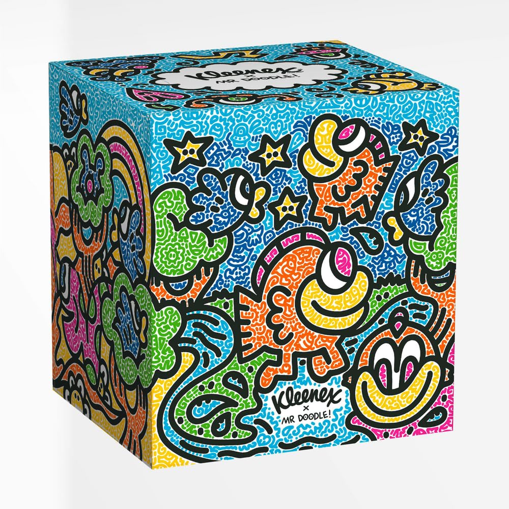 Kleenex Editions Box Tissues - 3 Ply, Unscented, Limited Edition Design Cubes | 48 Tissues 4