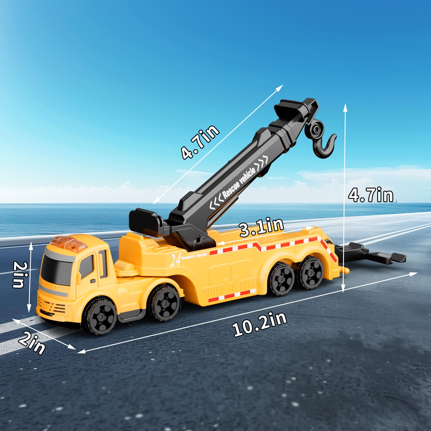 GizmoVine Tow Truck Toy - 360° Crane Arm & Loading Function for Kids 3+ 12