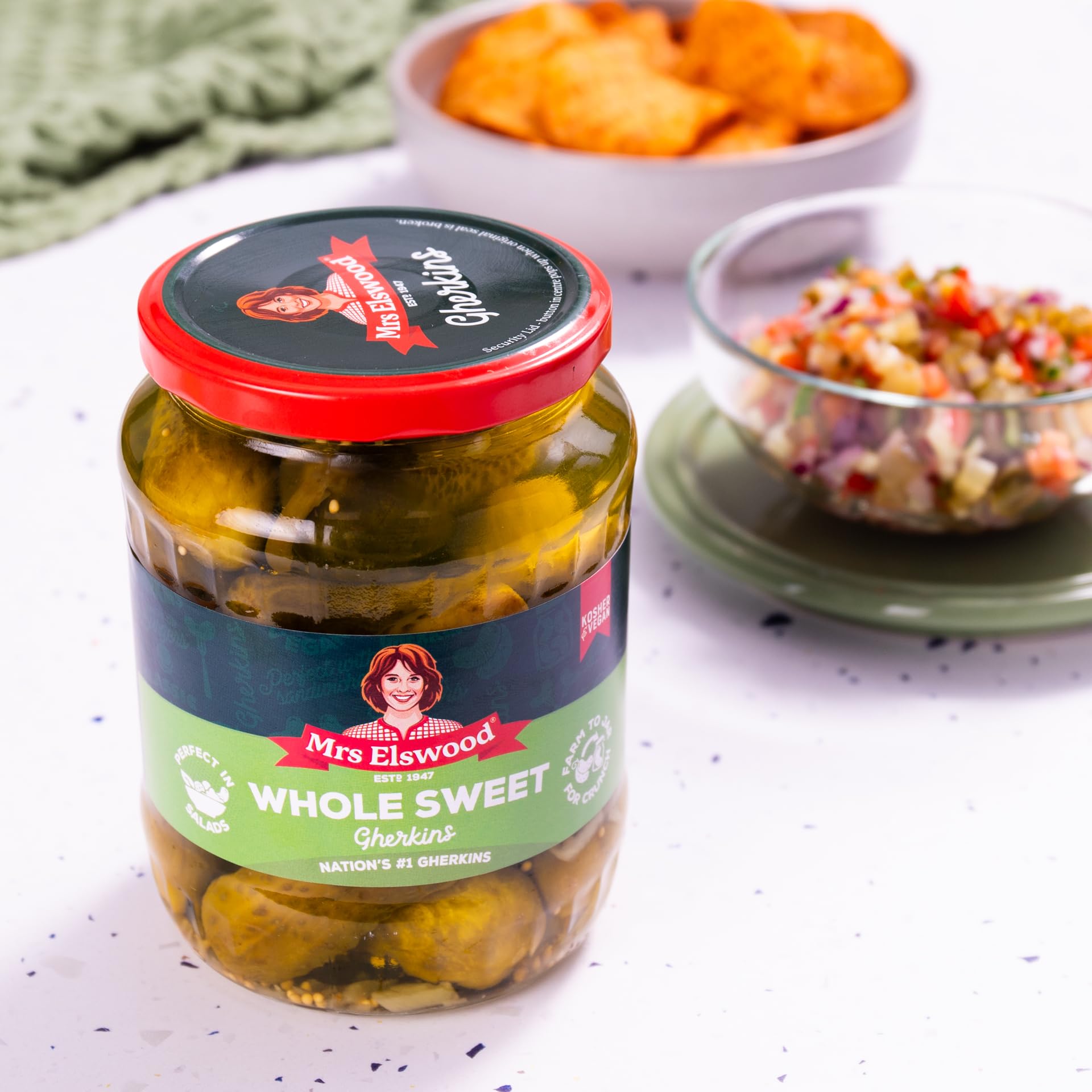 Mrs Elswood Whole Sweet Cucumbers - Pickled Gherkins for Sandwiches & Burgers | 670g Jar 4