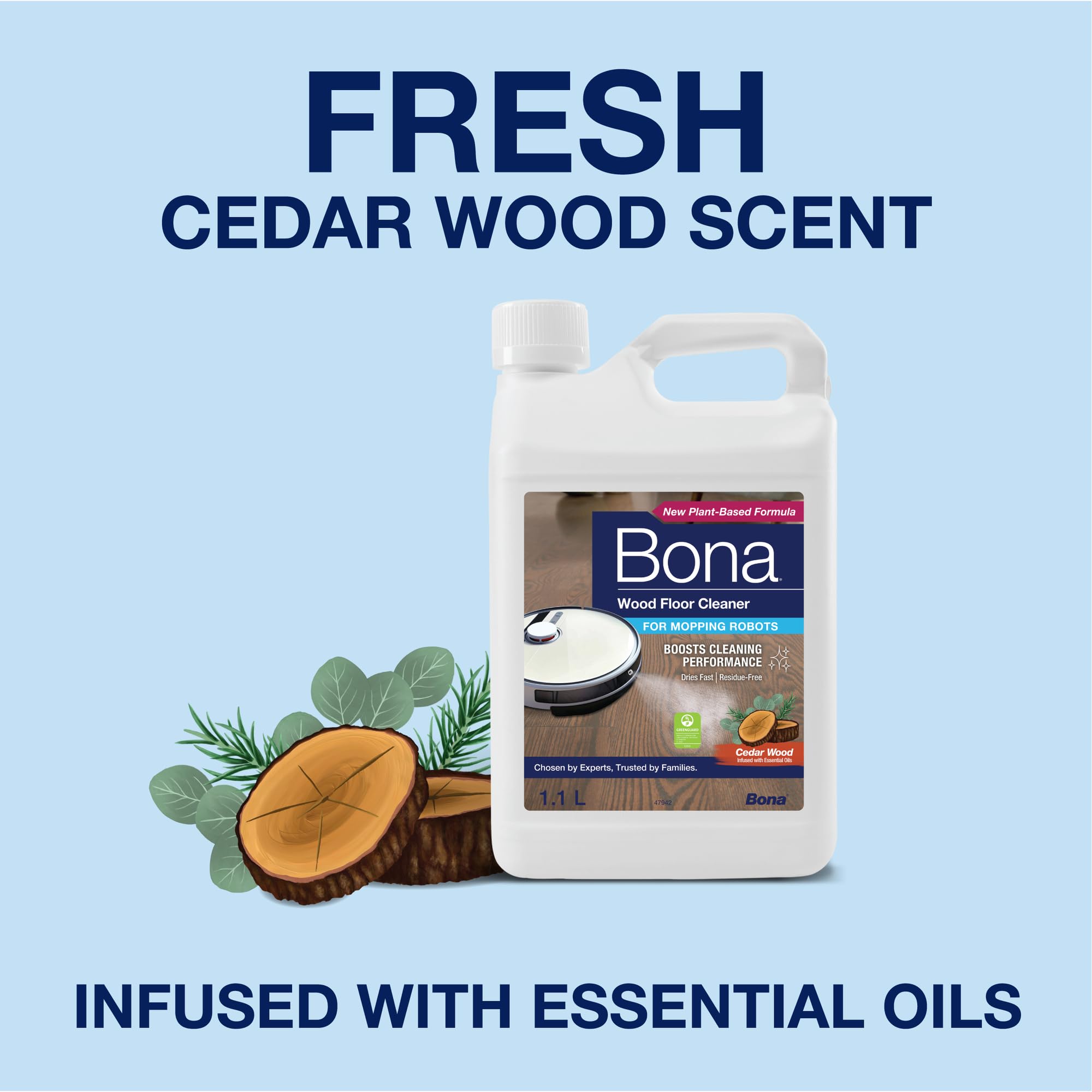 Bona Wood Floor Cleaner Concentrate for Mopping Robots | pH Balanced | Cedar Wood Scent | 1.1 L 3