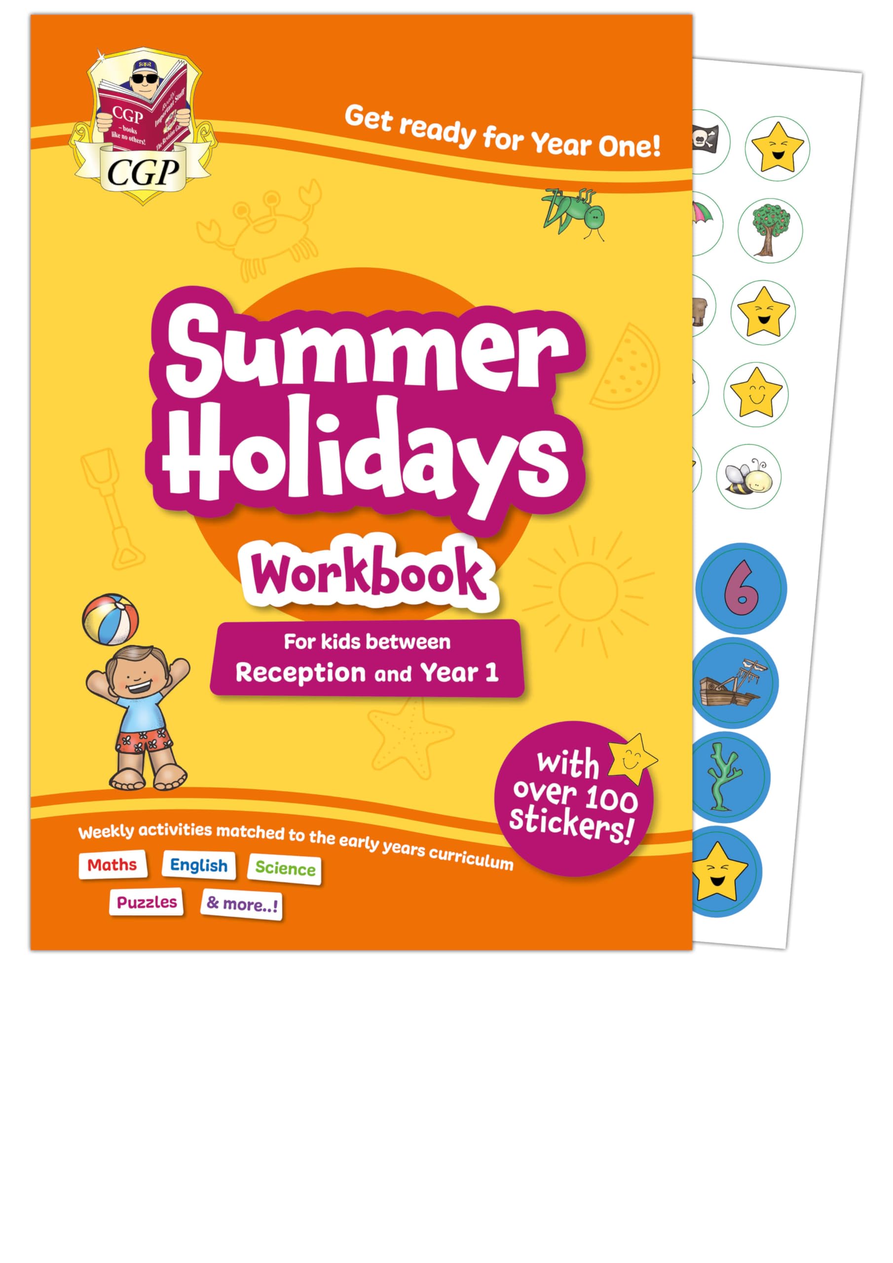 CGP Summer Holidays Activity Workbook - Reception to Year 1 Transition | 64 Pages | English