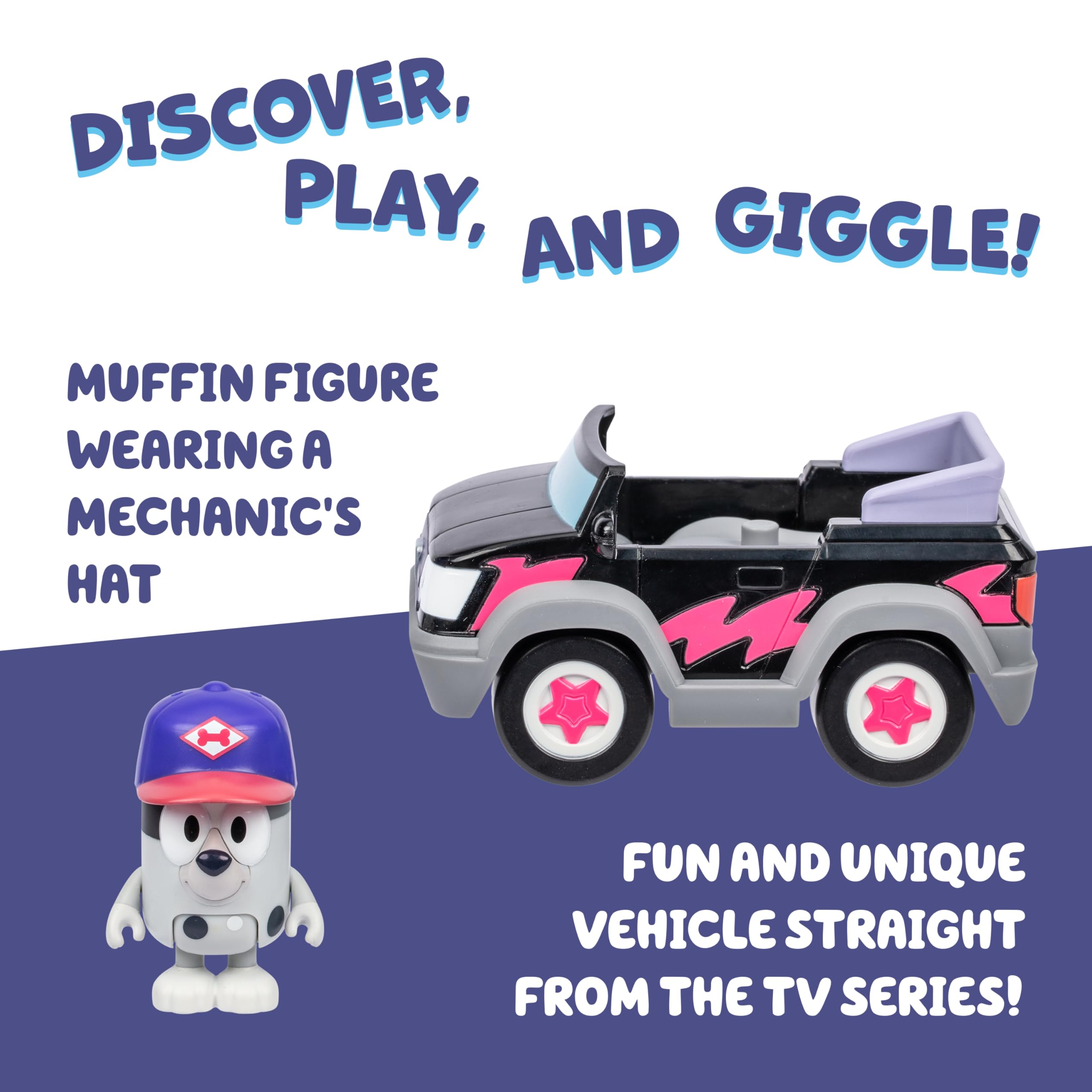 Bluey Pizza Girls Car with Muffin Figure - Vehicle Playset for Kids 3+ 2