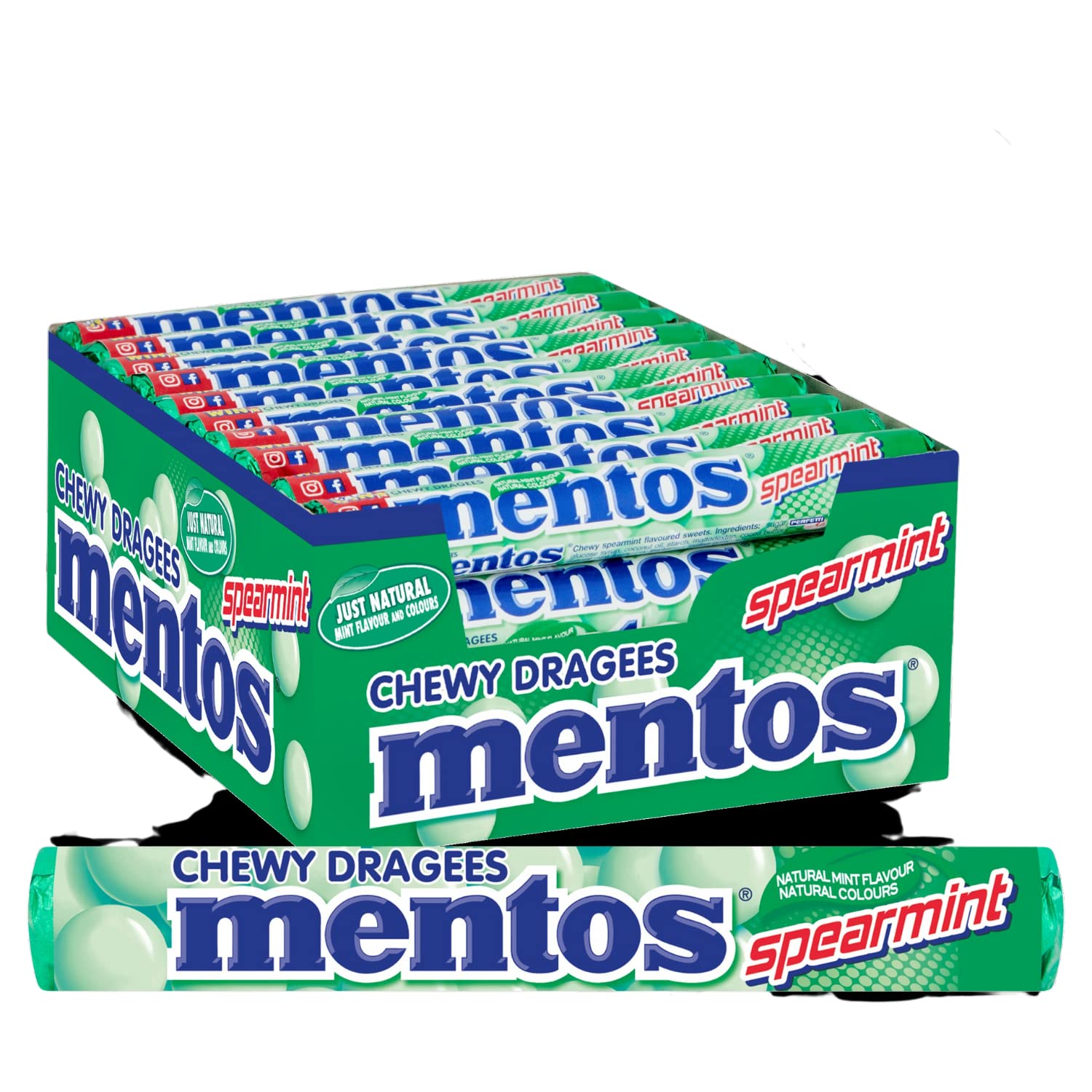 Mentos Spearmint Soft Mints – Erfrischende Kaubonbons mit natürlichen Farbstoffen, vegetarisch geeignet – 40 Rollen 5