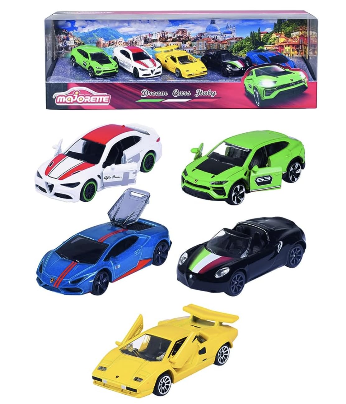 Majorette Italian Dream Cars Gift Box - 5-Piece Diecast Model Set for Ages 3+ 1