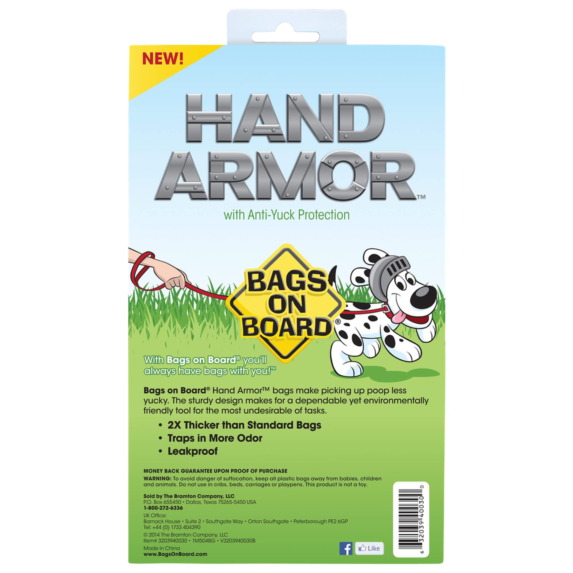 Bags on Board Hand Armour Extra Thick Dog Poo Bags - 100 Count, 7x15 Inches, Leak Proof 8