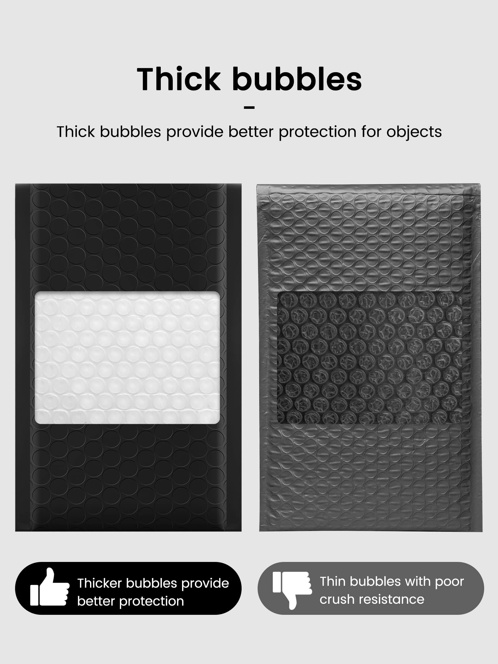 GSSUSA Black Poly Bubble Mailers 4x8 Padded Envelopes #000 Shipping Envelopes, 50 Pack 4
