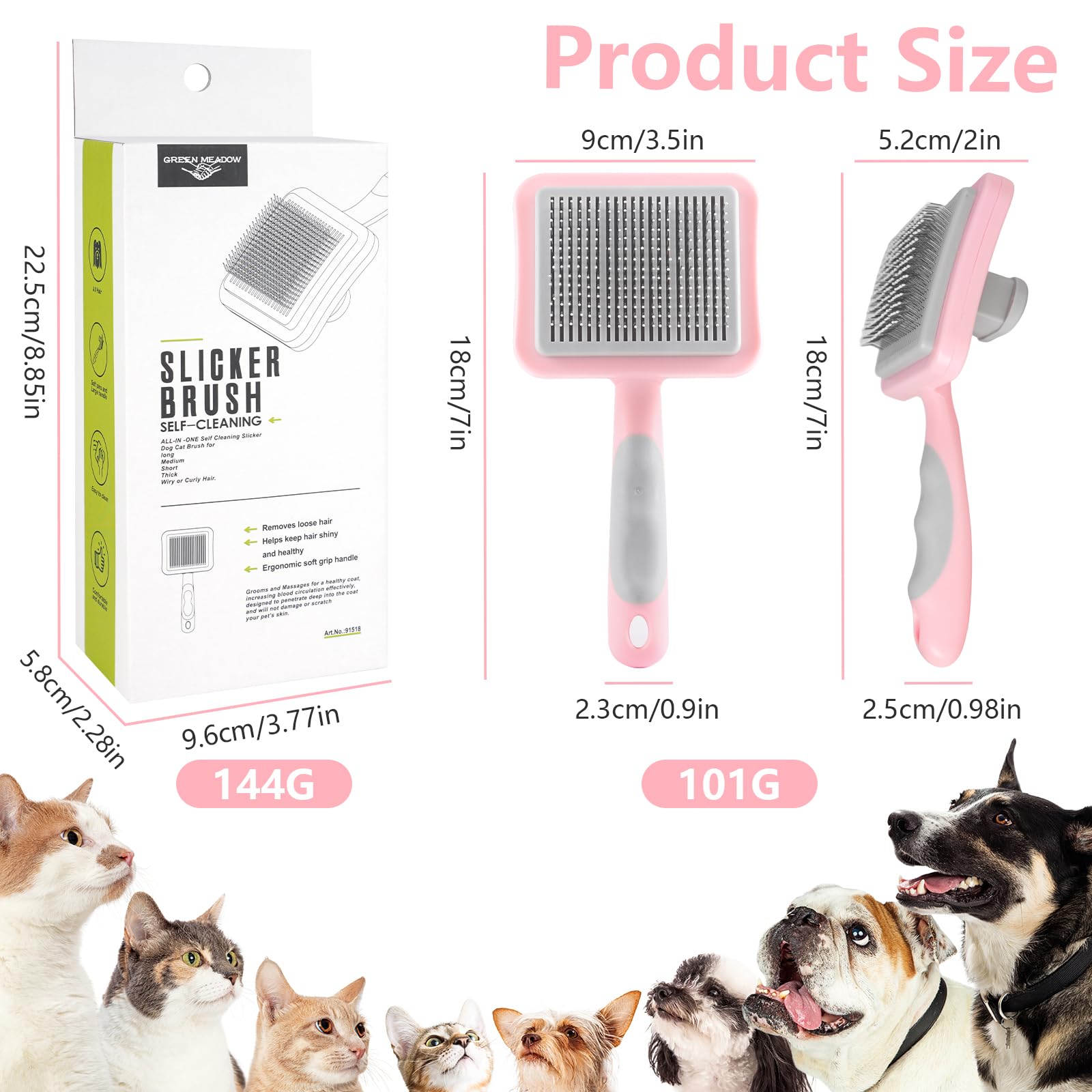 MOXYOY Self Cleaning Pet Hair Comb - Gentle Massage | Pink | For Dogs & Cats 4