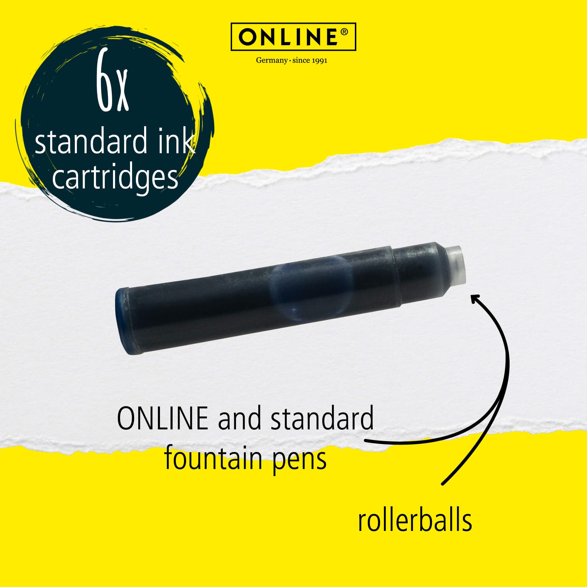 Online Standard Fountain Pen Ink Cartridges - Nightblue | Universal Fit | 6 Pack 2