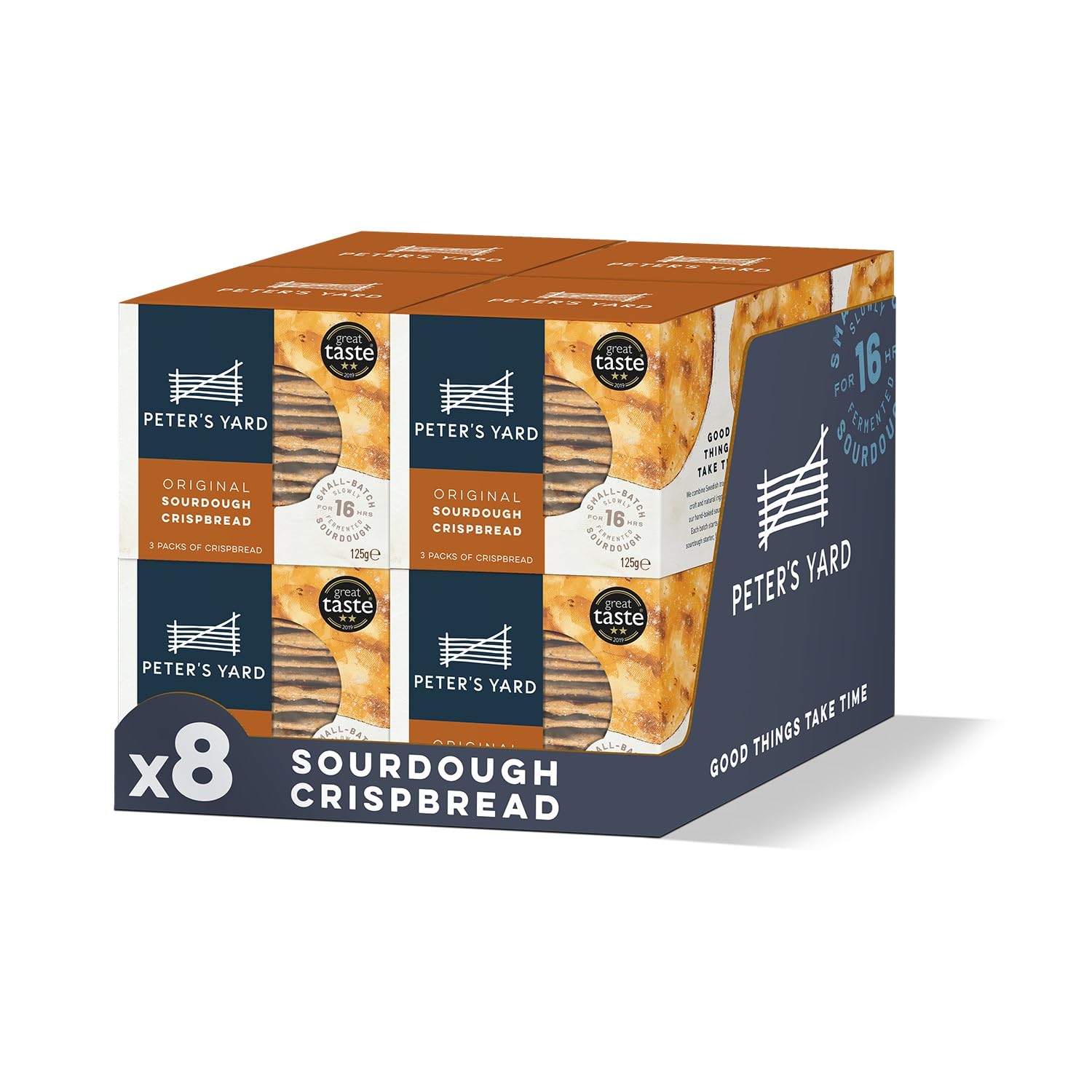 Peter's Yard Sourdough Crispbread (8 Boxes, 120 Crispbreads) - High Fibre, Low Sugar, 38 Calories Each 1