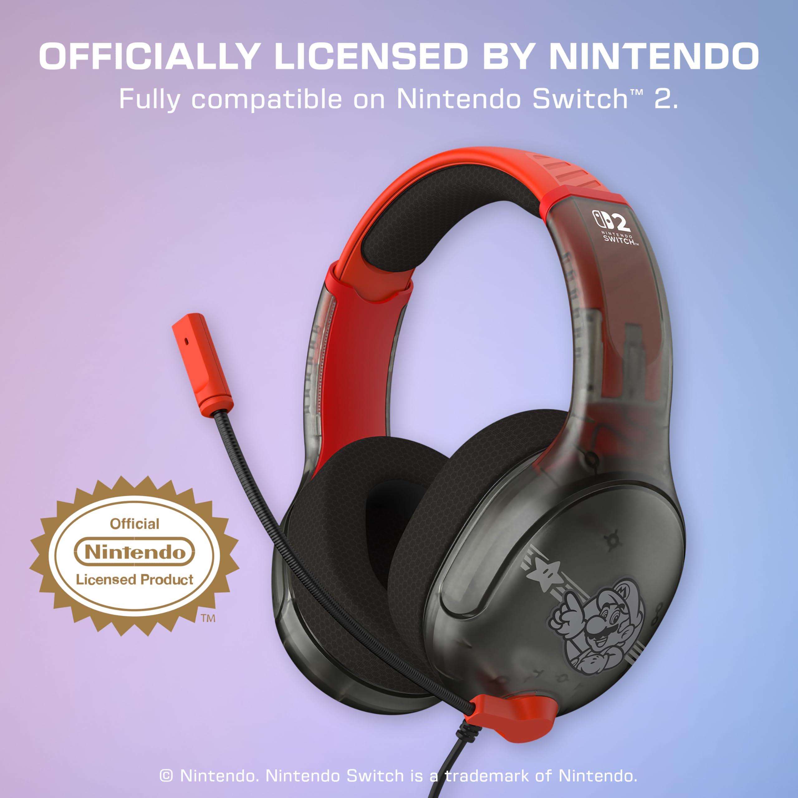 Turtle Beach Airlite Fit Mario Star Wired Gaming Headset | Officially Licensed for Nintendo Switch 2 3