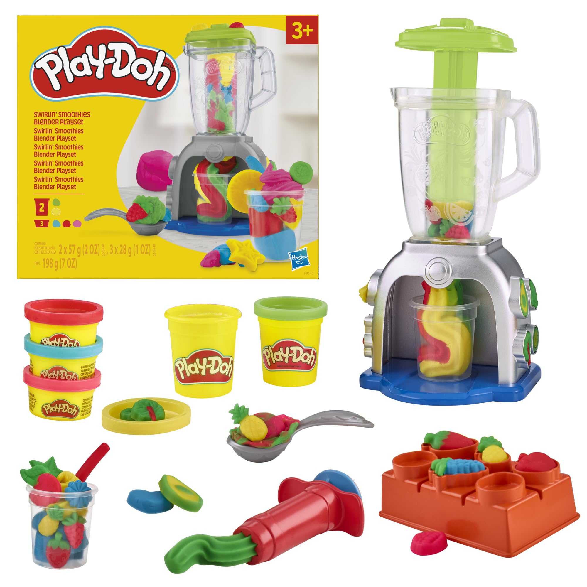 Play-Doh Swirlin' Smoothies Toy Blender Playset | Creative Play for Ages 3+ | Includes 5 Cans Compound 1